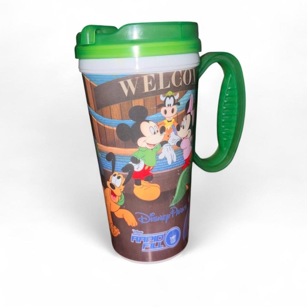 Disney Mickey Mouse and Friends Parks 2010 RapidFill Travel Tumbler Green 16 oz